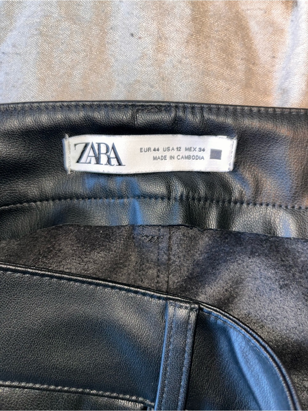 ZARA Black Faux Leather Pants, Size 12